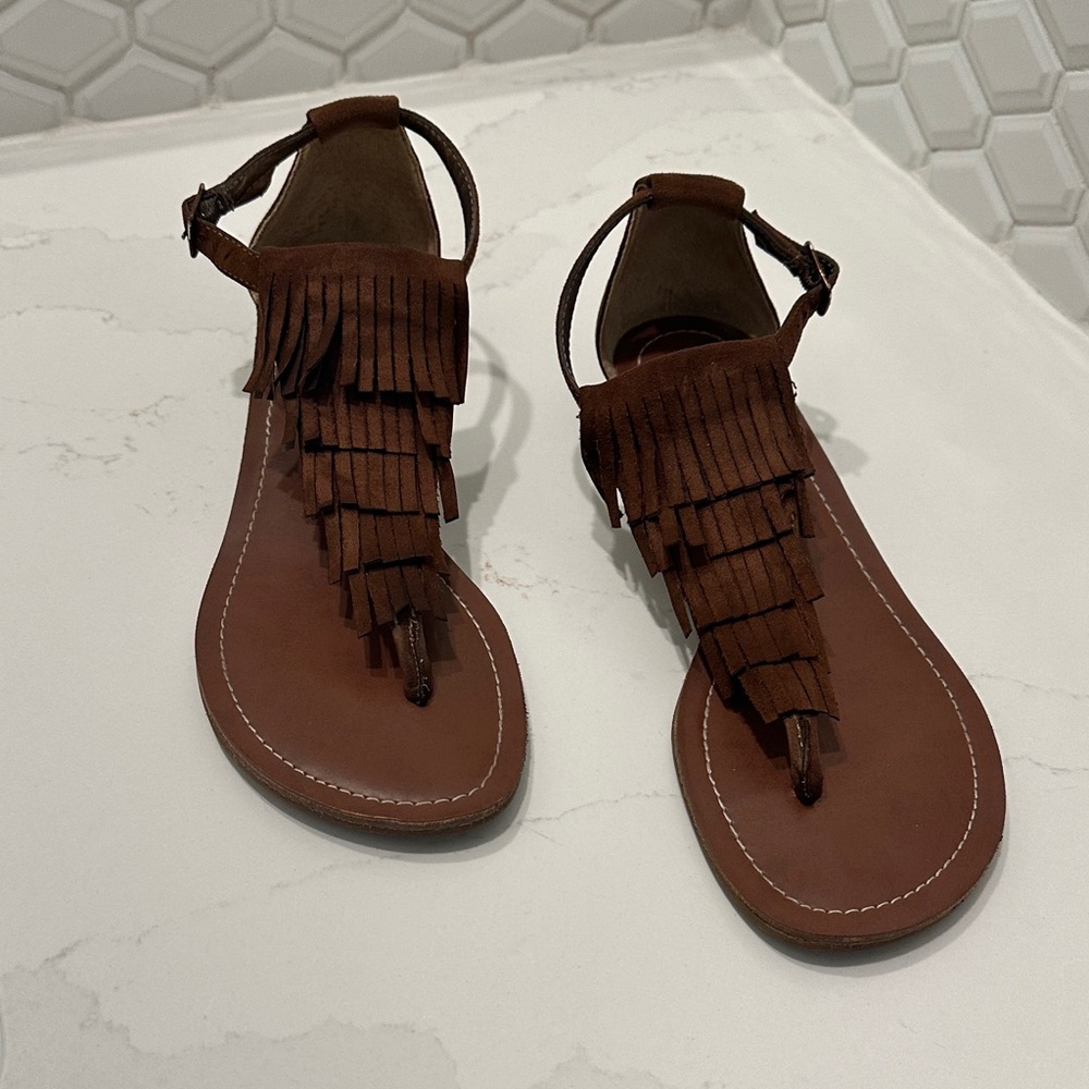 Carlos Santana Brown Fringe Sandals